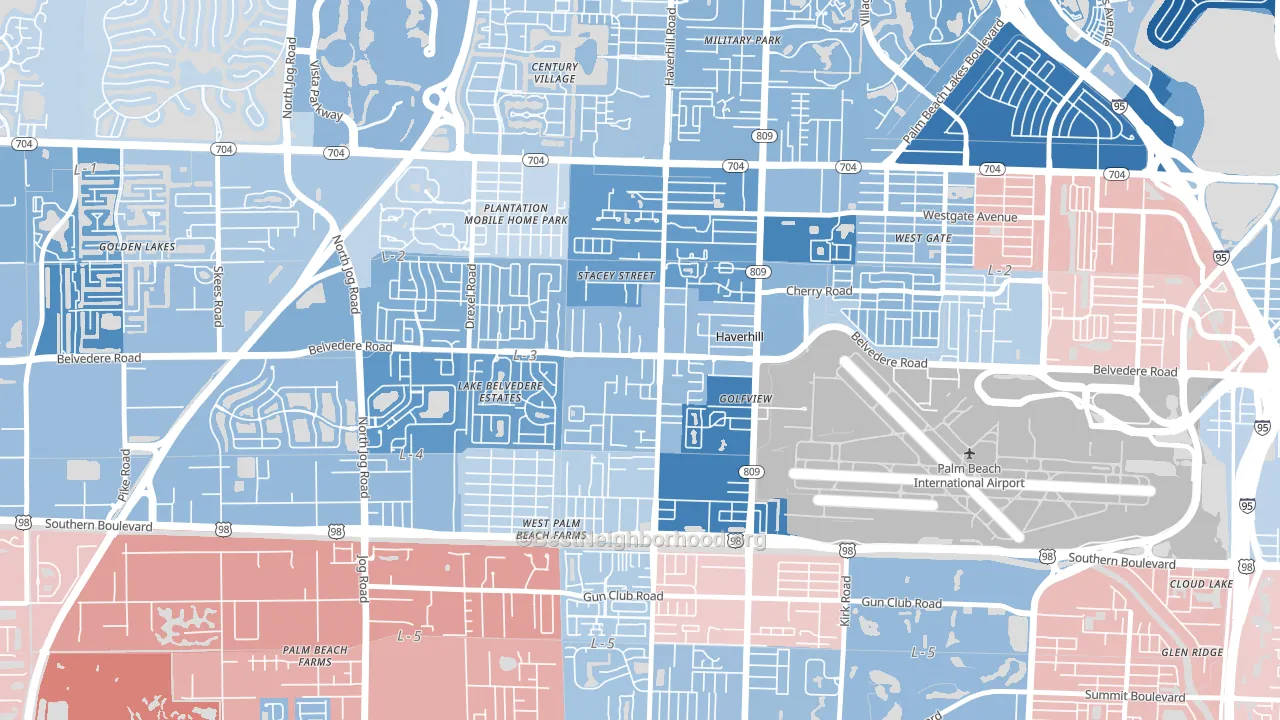 Haverhill, FL block-group political-lean map