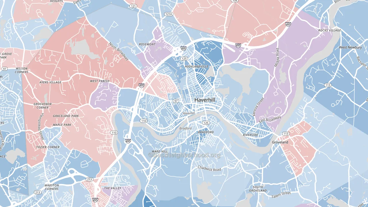 Haverhill, MA block-group political-lean map