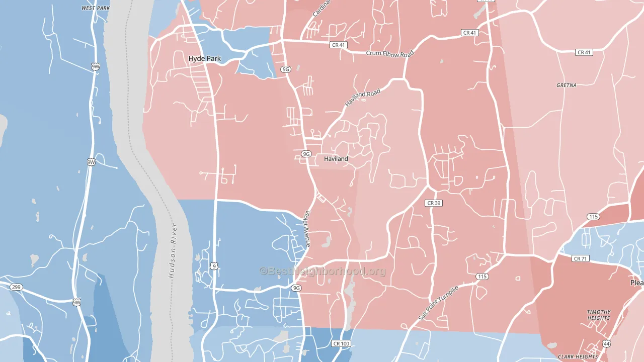 Haviland, NY block-group political-lean map