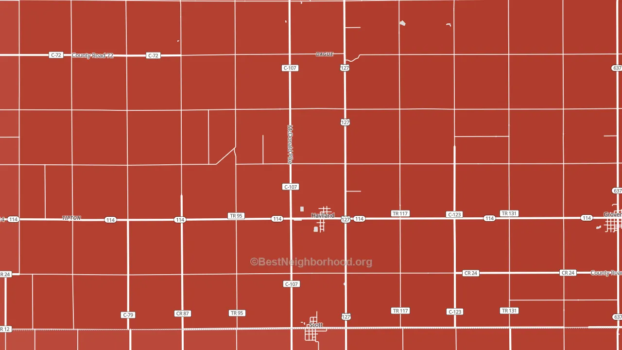 Haviland, OH block-group political-lean map