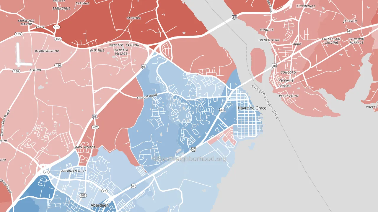 Havre de Grace, MD block-group political-lean map