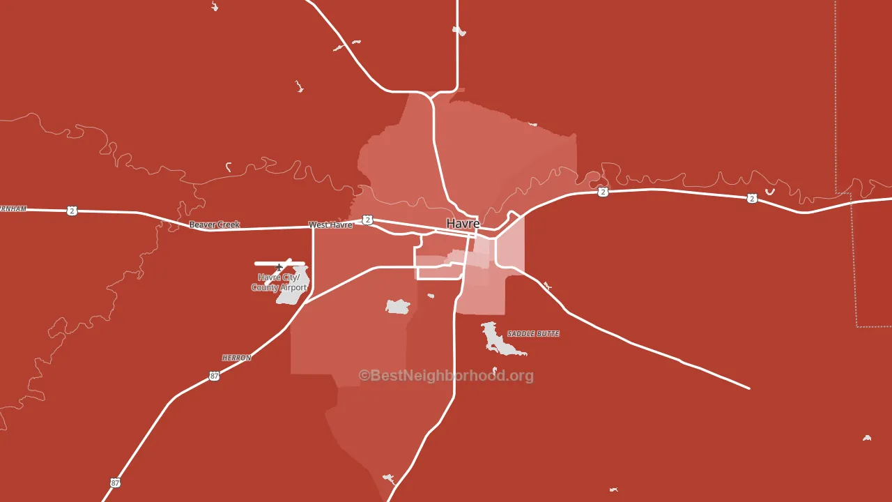 Havre, MT block-group political-lean map