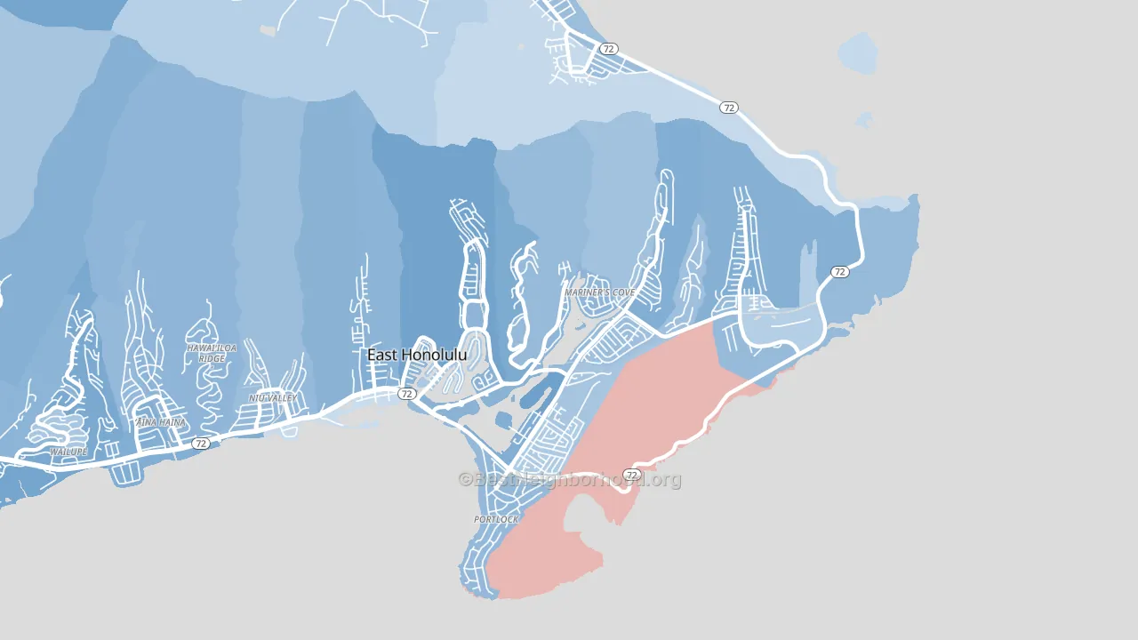 Hawaii Kai, East Honolulu, HI block-group political-lean map