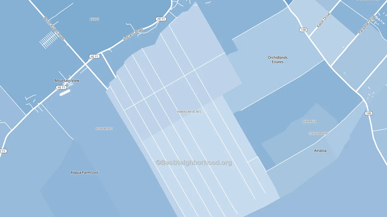 Hawaiian Acres, Keaau, HI block-group political-lean map