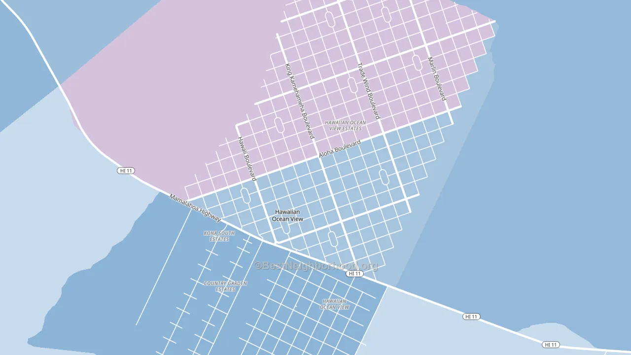 Hawaiian Ocean View, HI block-group political-lean map