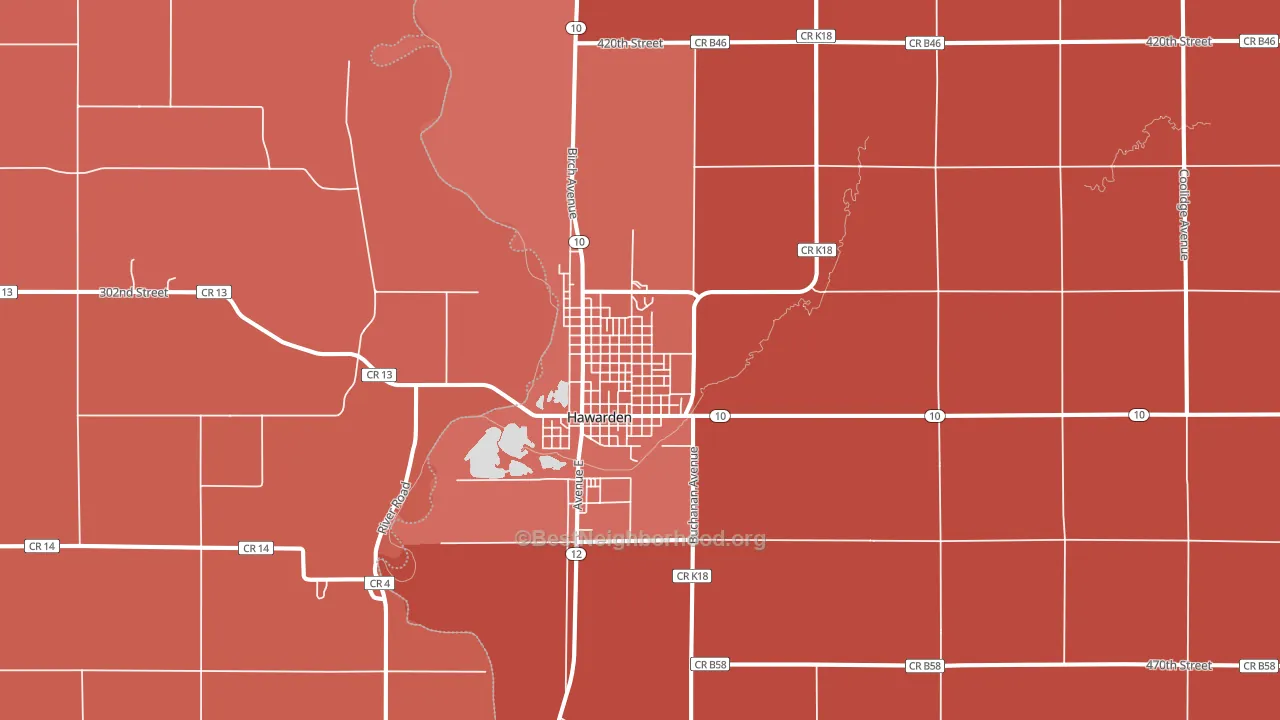 Hawarden, IA block-group political-lean map