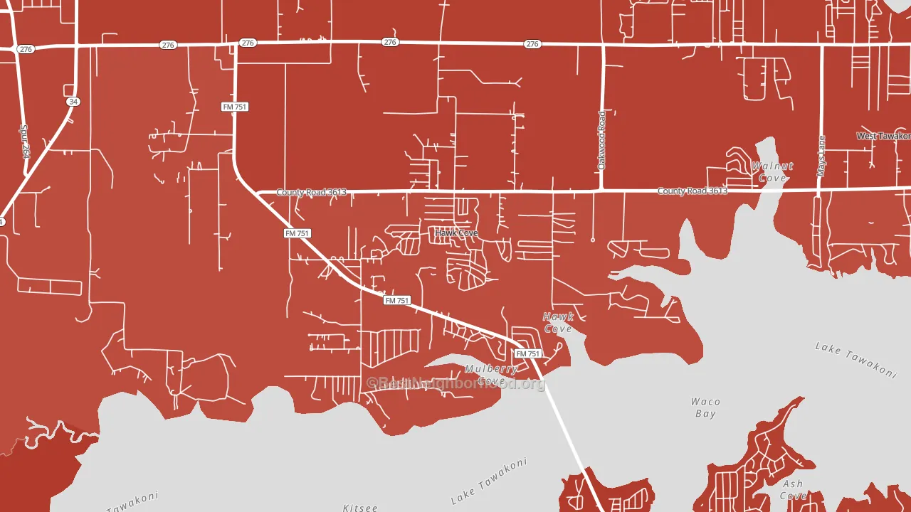Hawk Cove, TX block-group political-lean map