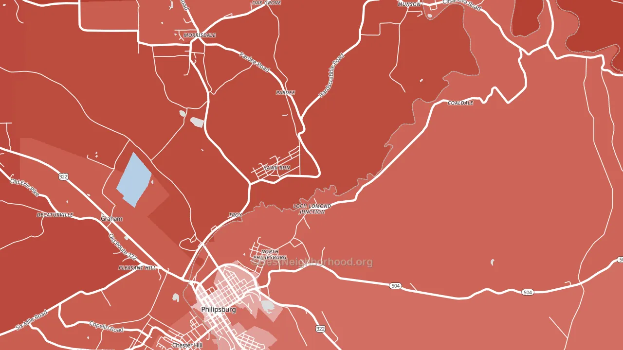 Hawk Run, PA block-group political-lean map