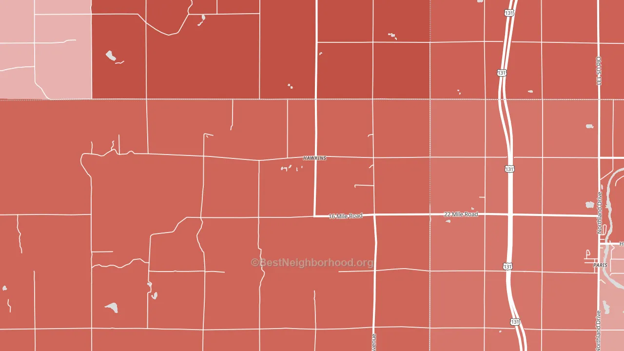 Hawkins, MI block-group political-lean map