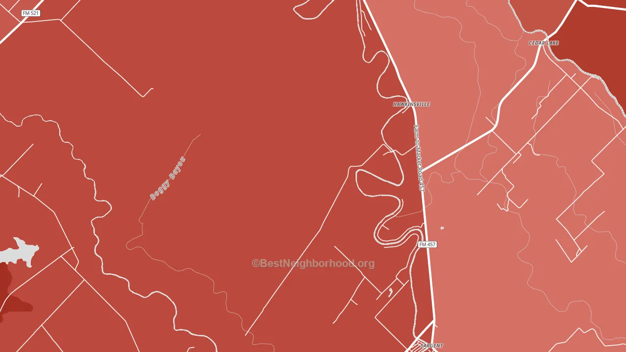 Hawkinsville, TX block-group political-lean map