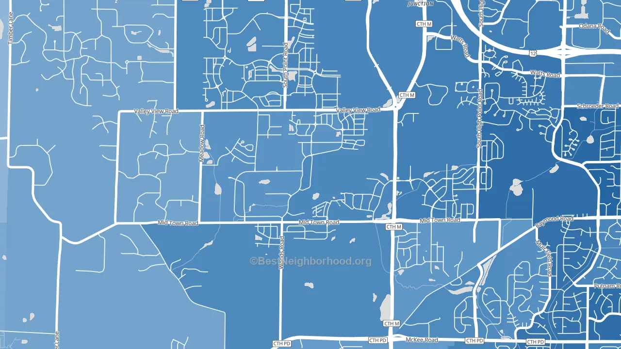 Hawk's Landing, Verona, WI block-group political-lean map