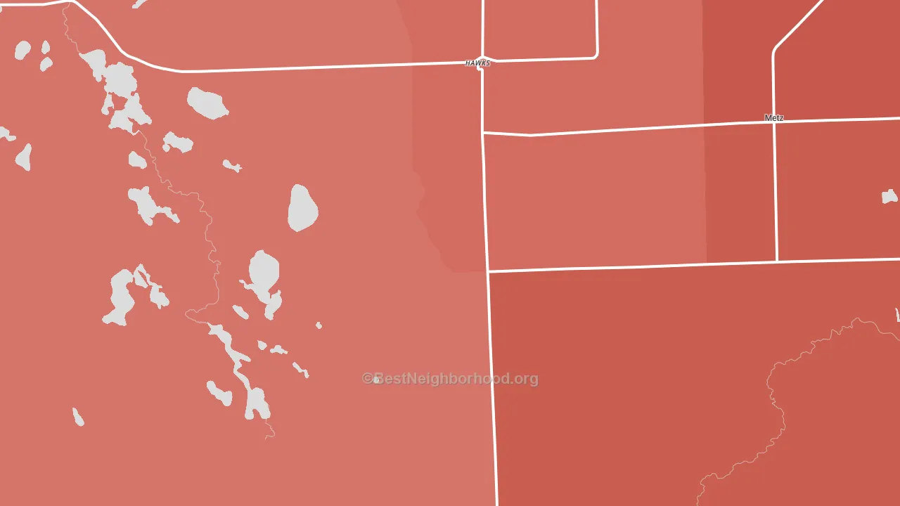 Hawks, MI block-group political-lean map