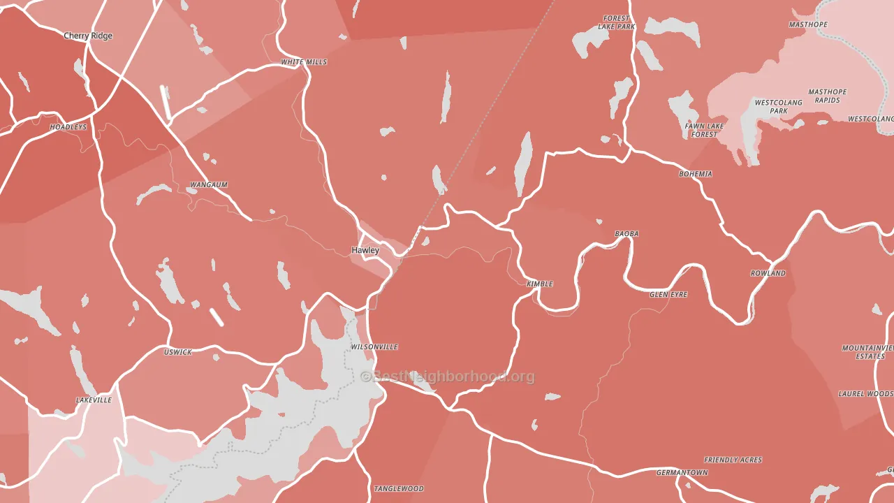 Hawley, PA block-group political-lean map