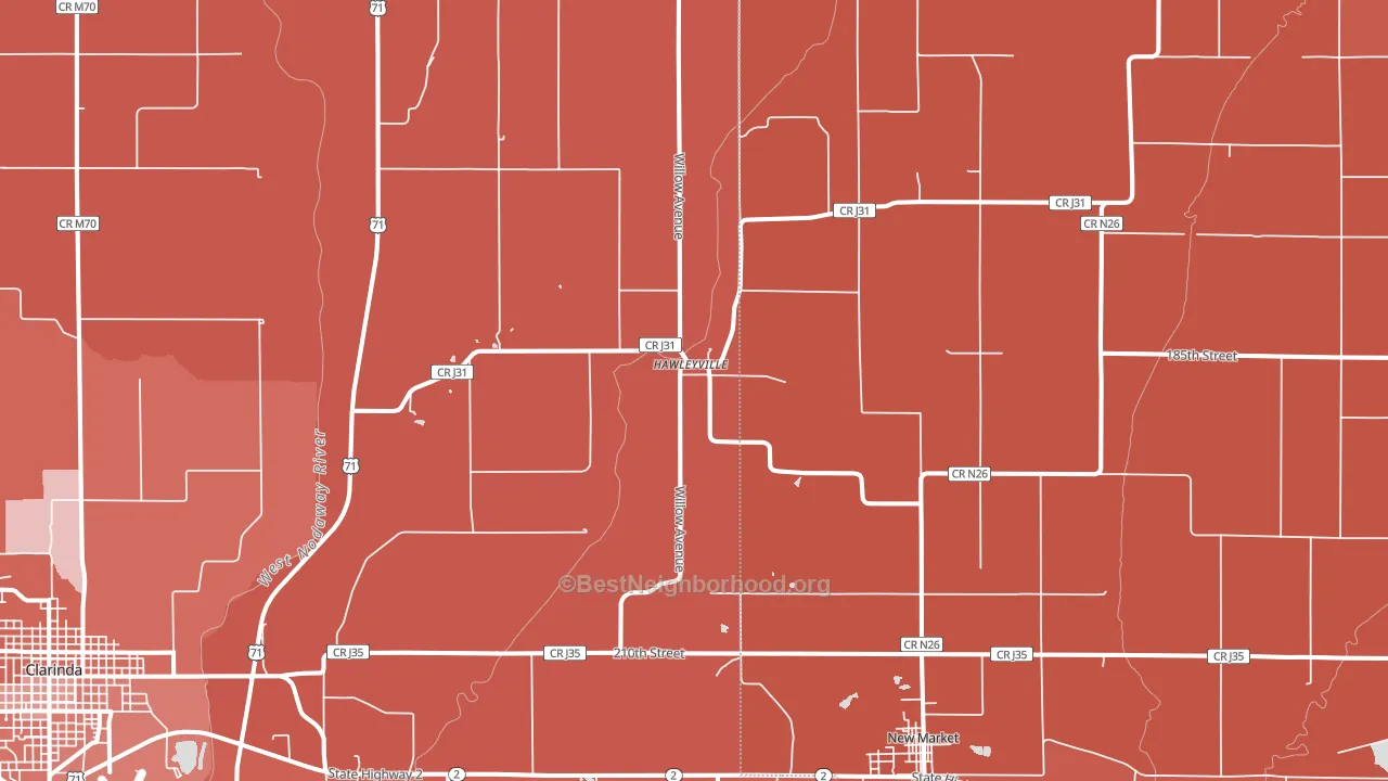 Hawleyville, IA block-group political-lean map