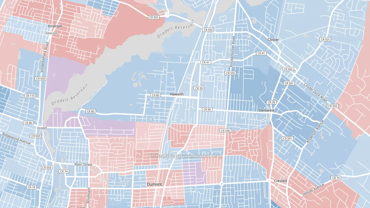 Haworth, NJ block-group political-lean map