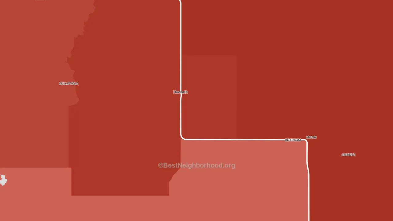 Haworth, OK block-group political-lean map