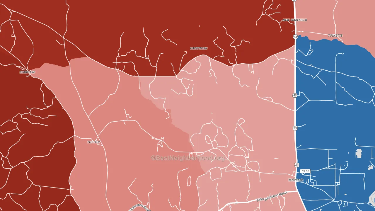 Hawthorn, AL block-group political-lean map