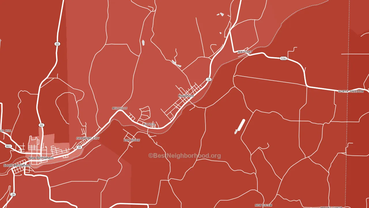 Hawthorn, PA block-group political-lean map