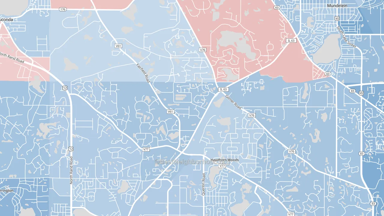 Hawthorn Woods, IL block-group political-lean map
