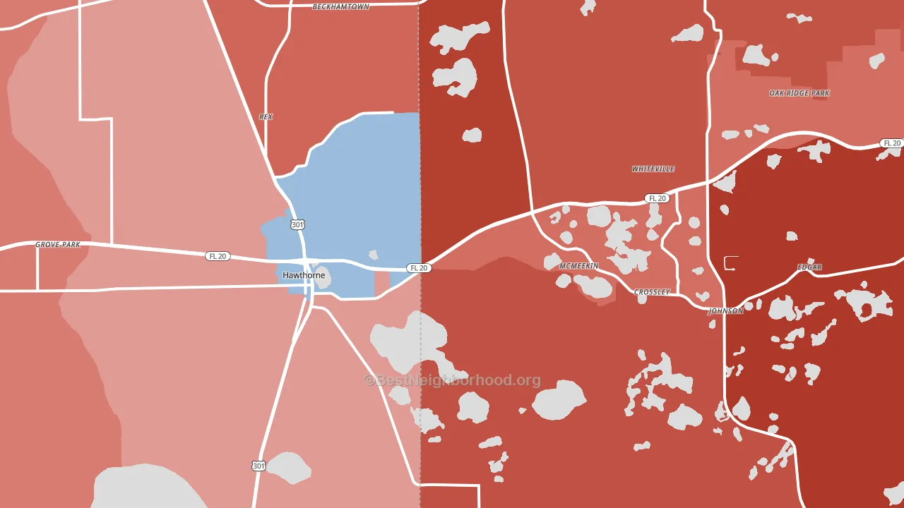 Hawthorne, FL block-group political-lean map