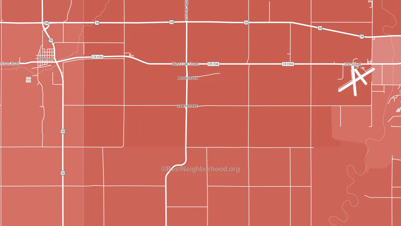 Hawthorne, IA block-group political-lean map