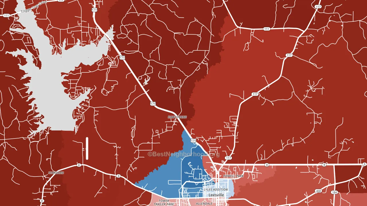 Hawthorne, LA block-group political-lean map