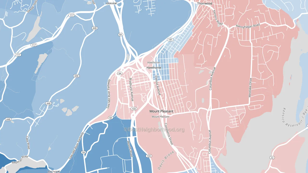 Hawthorne, NY block-group political-lean map