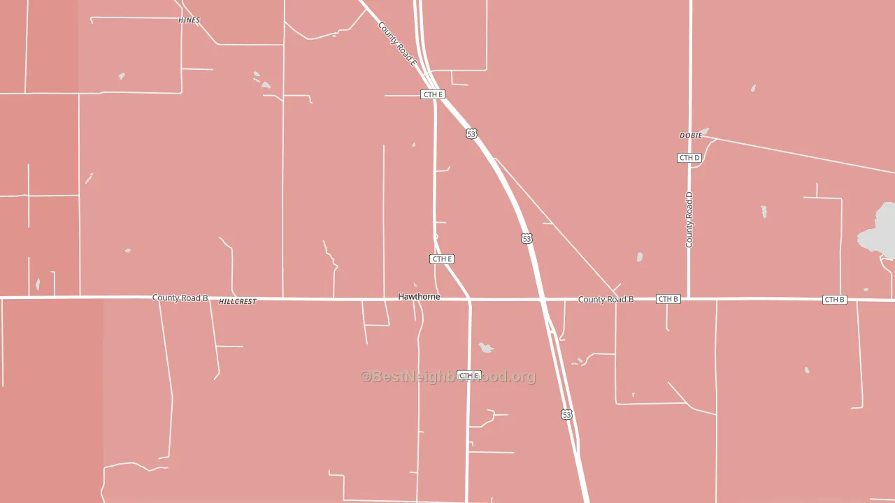 Hawthorne, WI block-group political-lean map