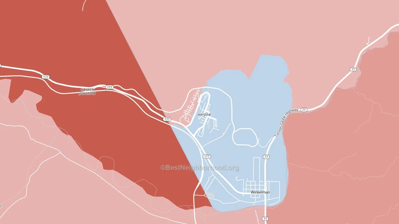 Hayden, AZ block-group political-lean map