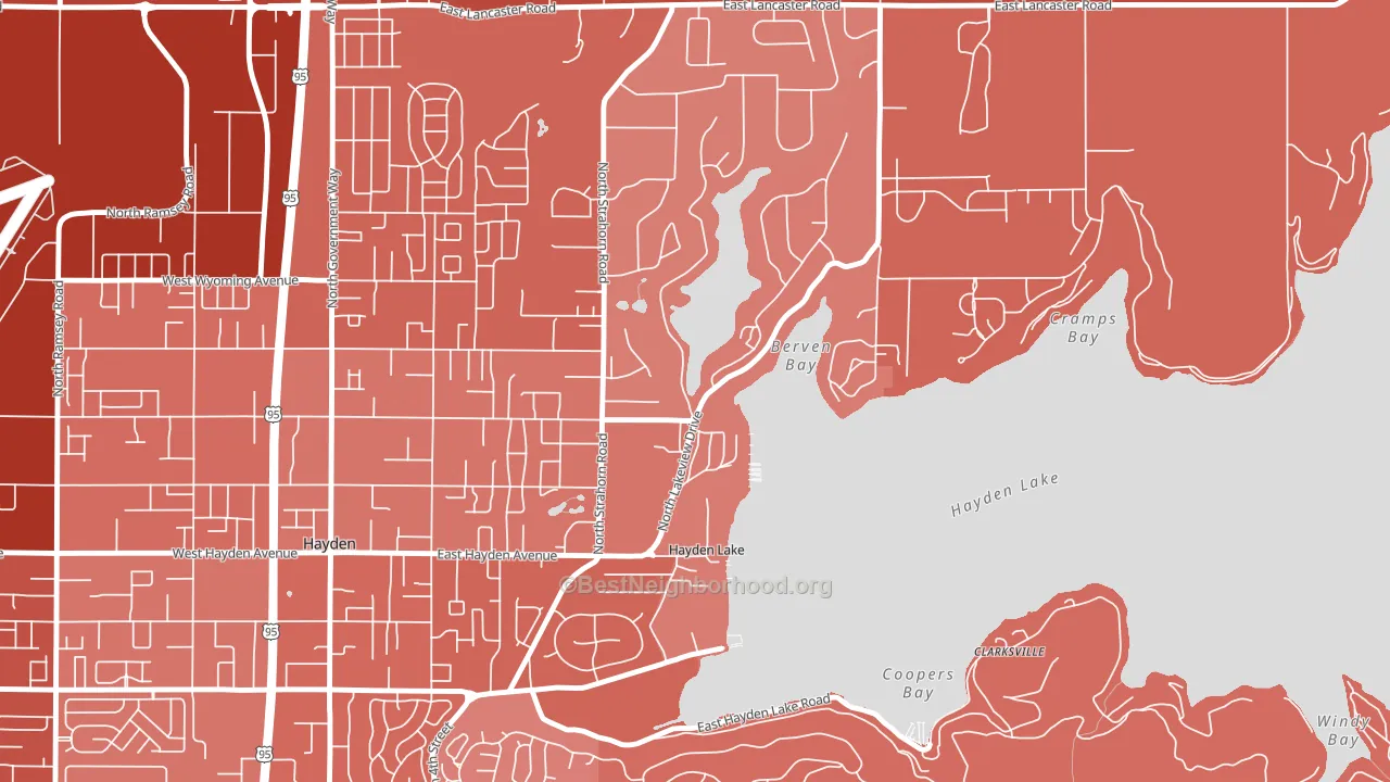 Hayden Lake, ID block-group political-lean map