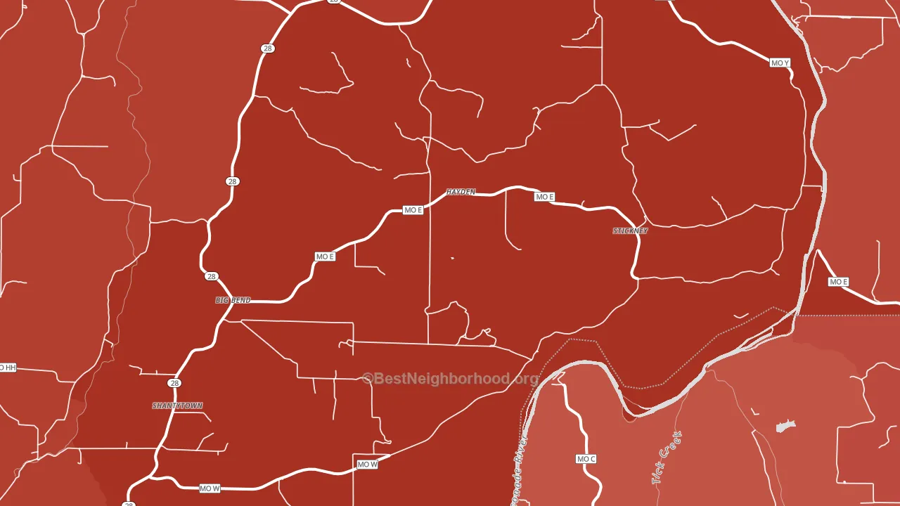 Hayden, MO block-group political-lean map