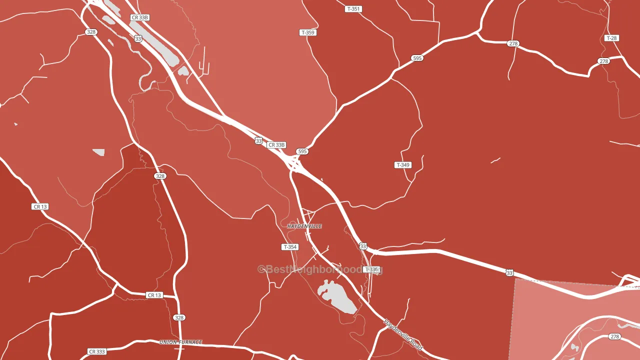 Haydenville, OH block-group political-lean map