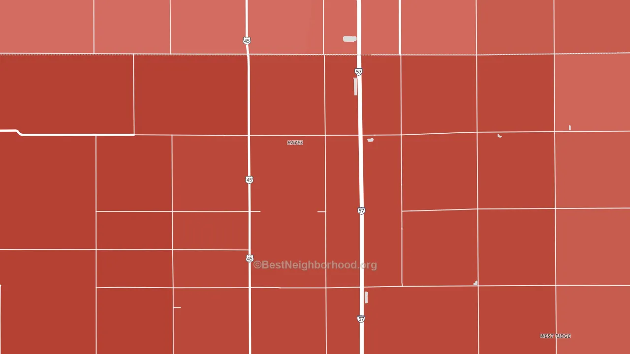 Hayes, IL block-group political-lean map