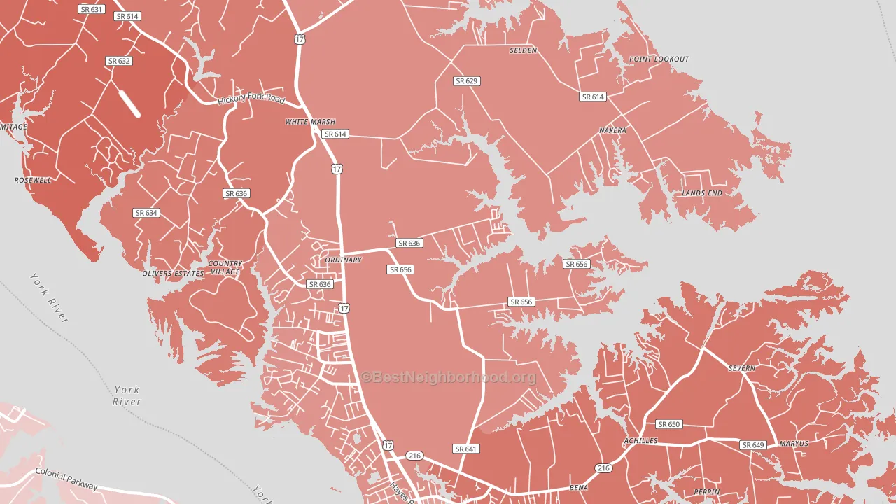 Hayes, VA block-group political-lean map