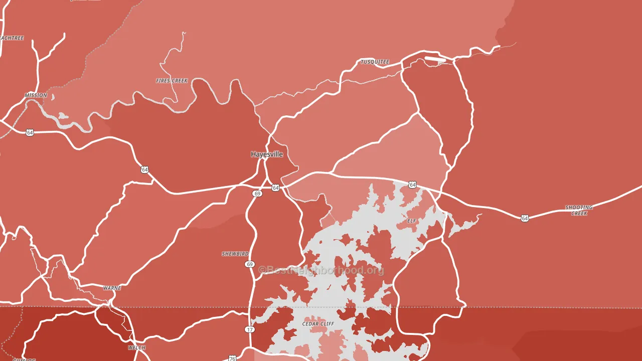 Hayesville, NC block-group political-lean map