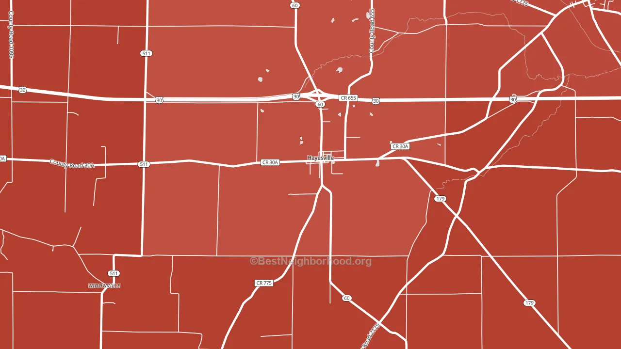 Hayesville, OH block-group political-lean map