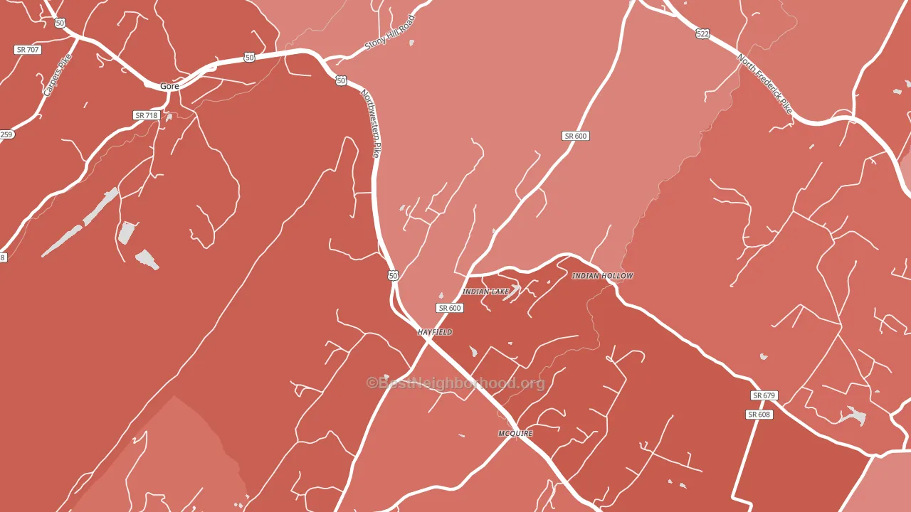Hayfield, VA block-group political-lean map