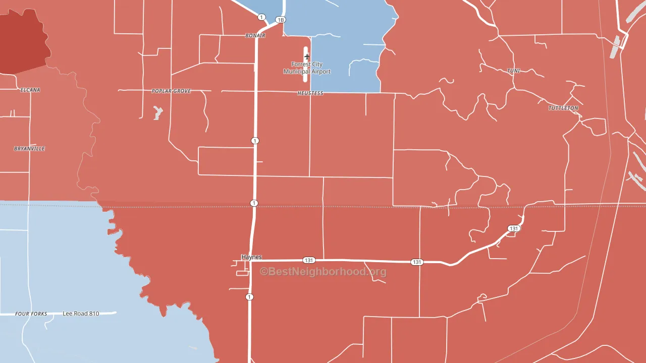 Haynes, AR block-group political-lean map