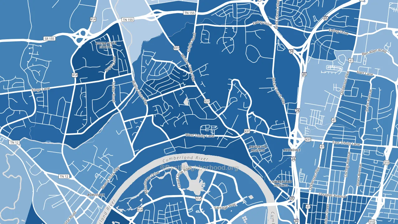 Haynes Area, Nashville, TN block-group political-lean map