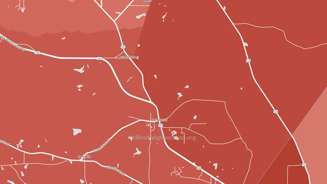 Hayneville, GA block-group political-lean map