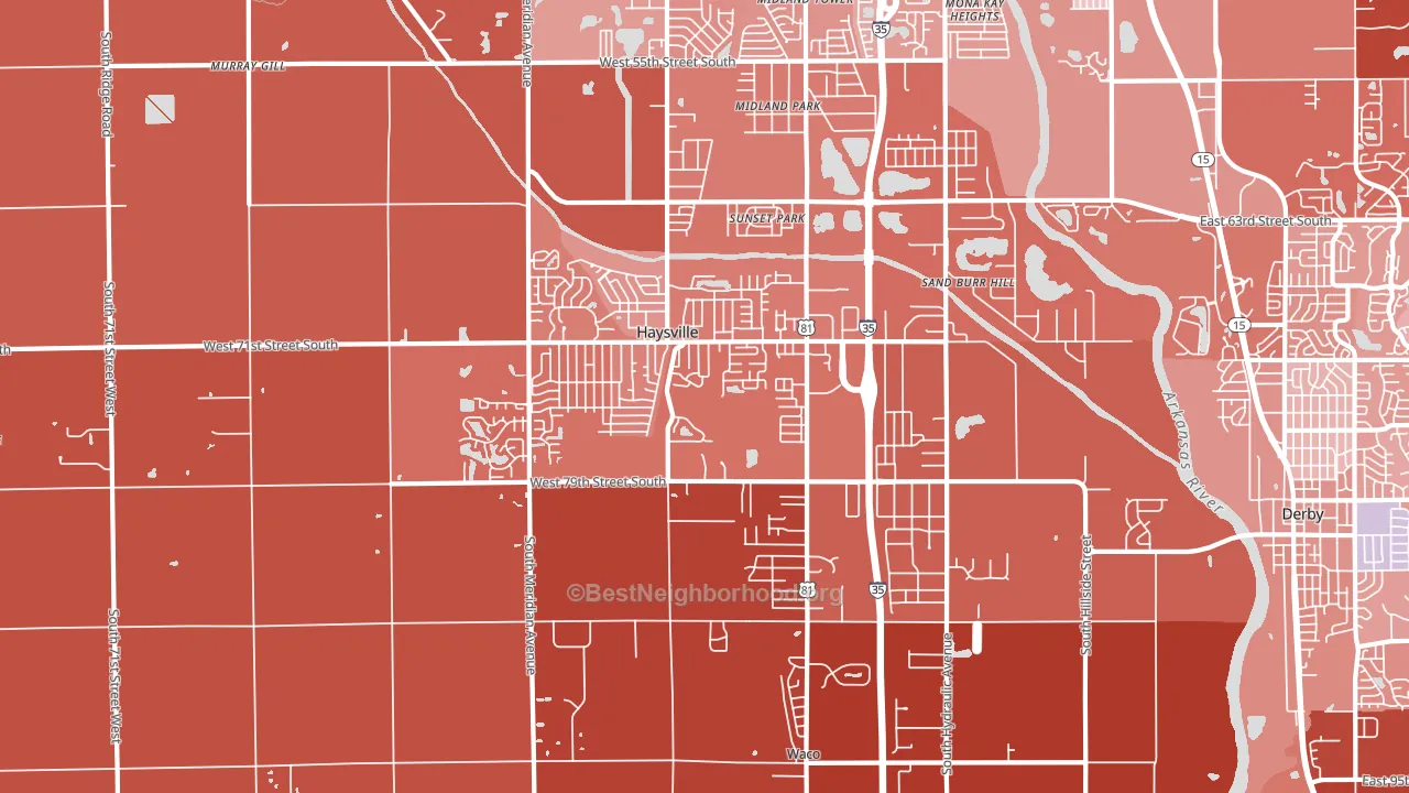 Haysville, KS block-group political-lean map