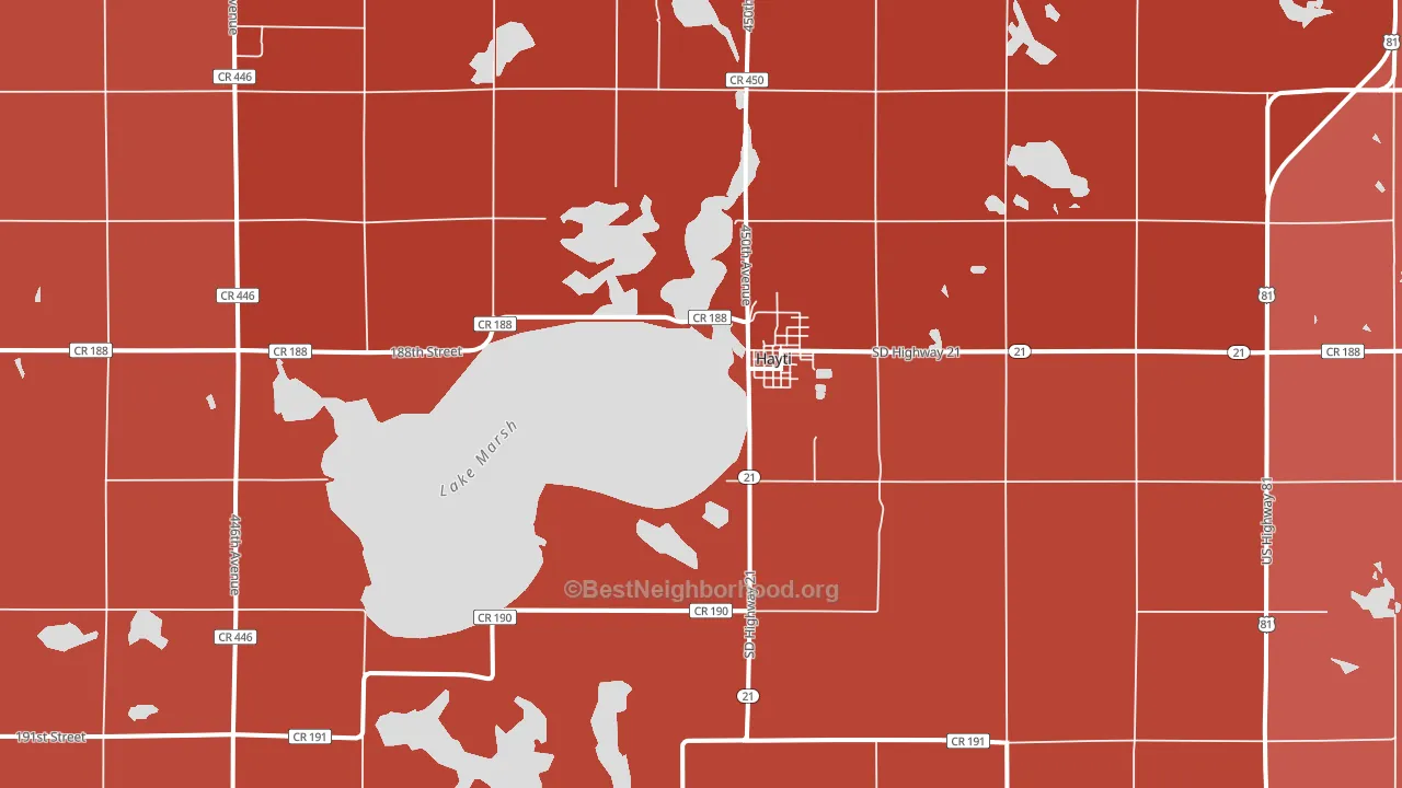 Hayti, SD block-group political-lean map