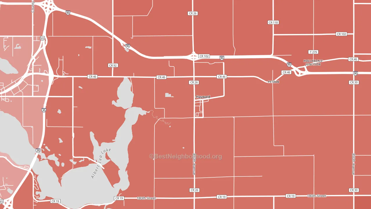 Hayward, MN block-group political-lean map