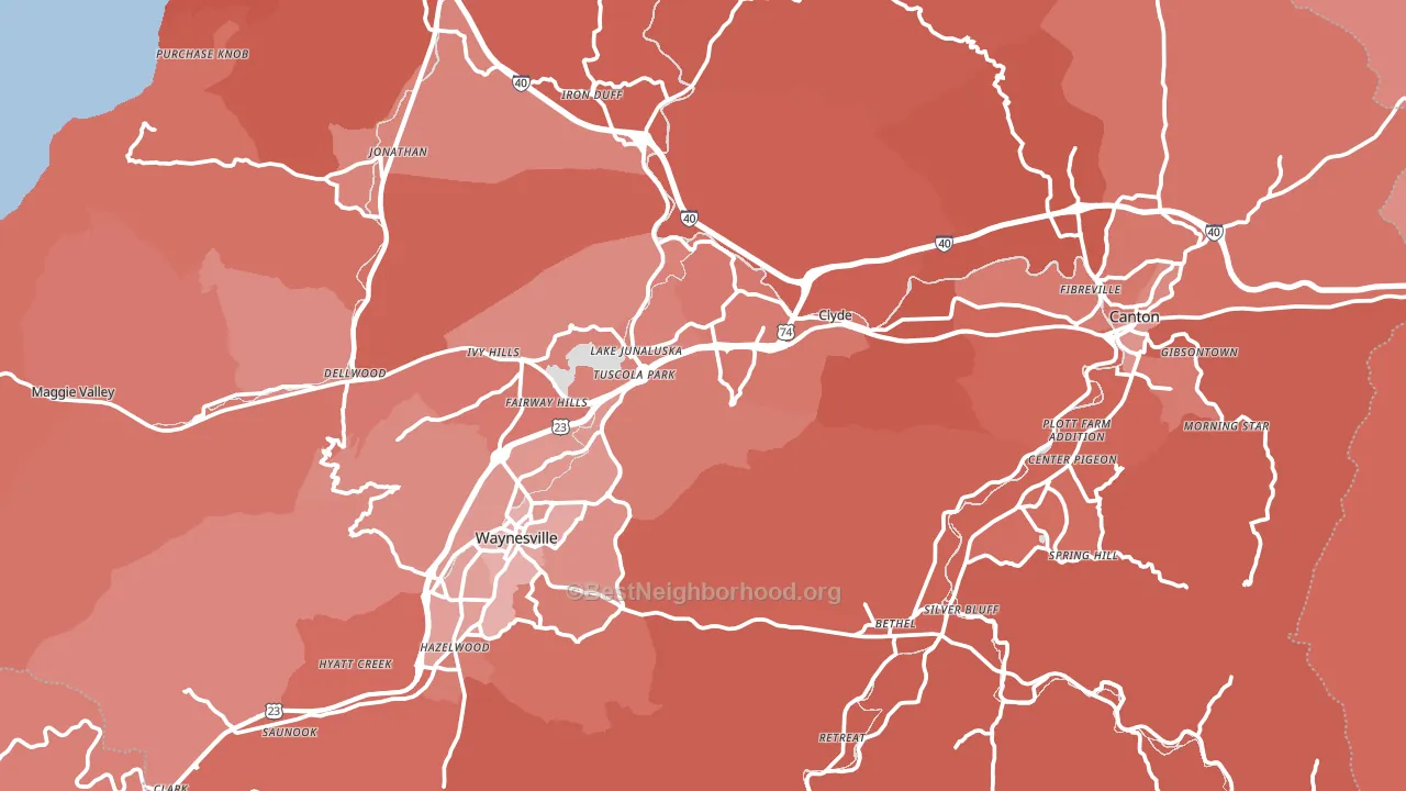 Haywood County, NC block-group political-lean map