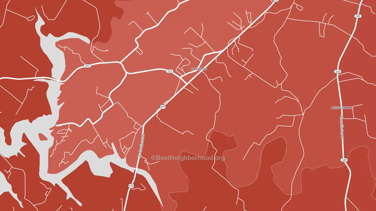 Haywood, KY block-group political-lean map