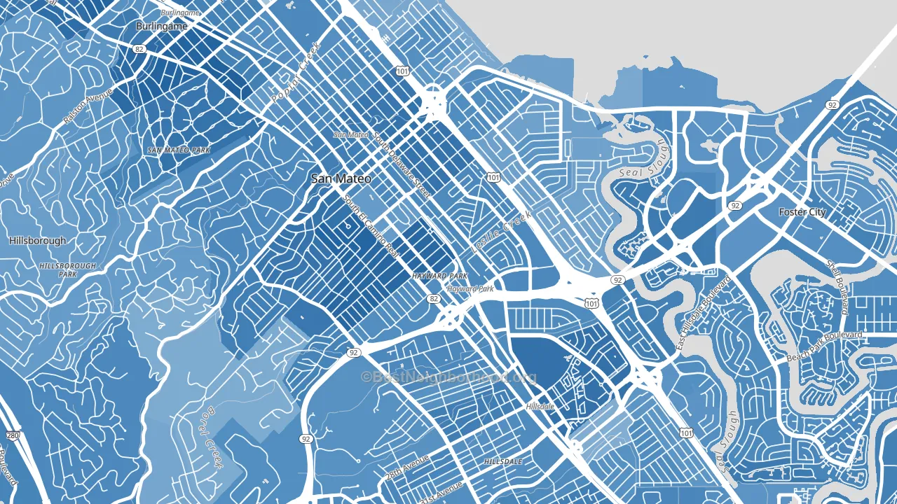 Haywood Park, San Mateo, CA block-group political-lean map