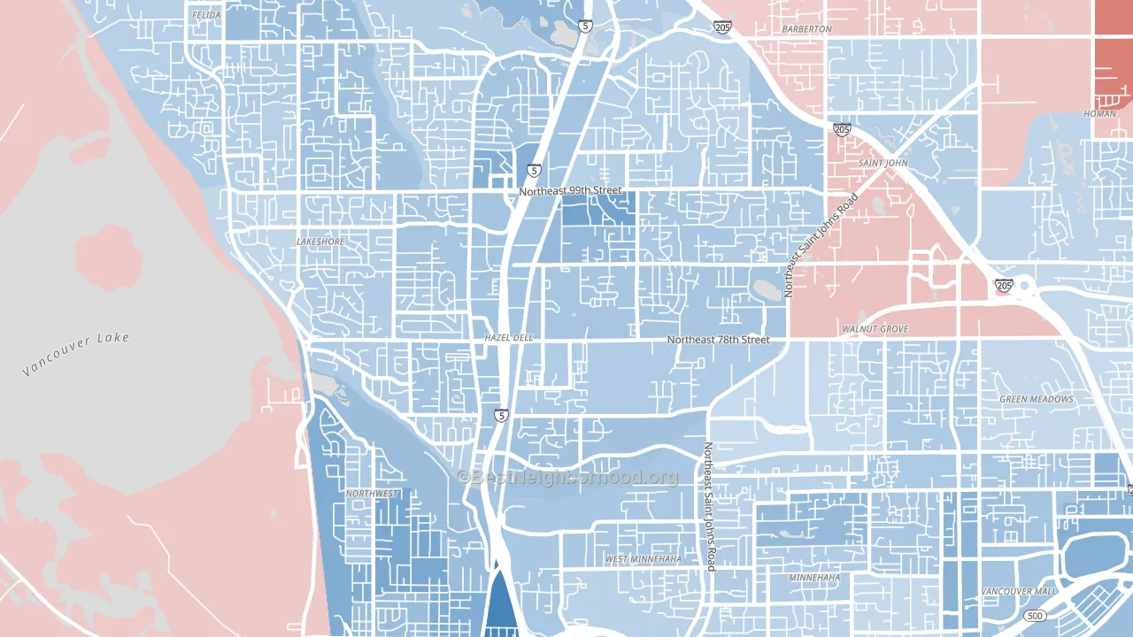 Hazel Dell, WA block-group political-lean map