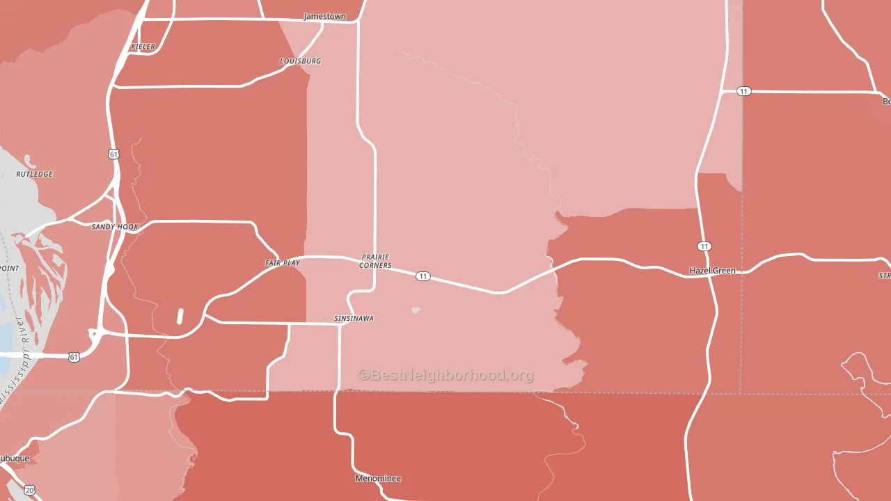 Hazel Green, WI block-group political-lean map