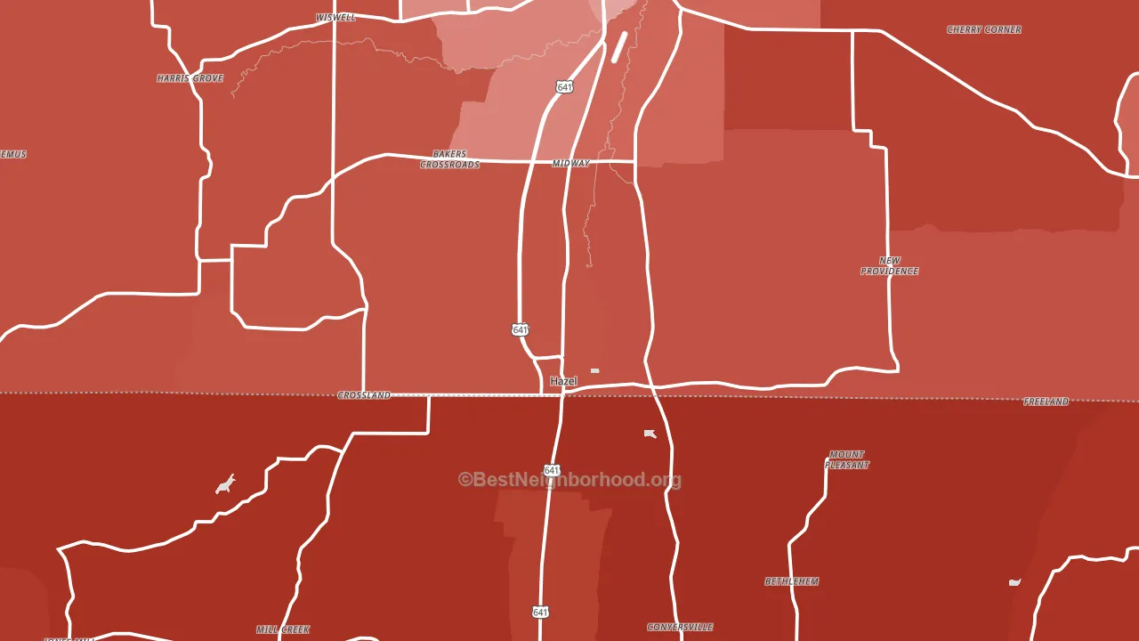 Hazel, KY block-group political-lean map