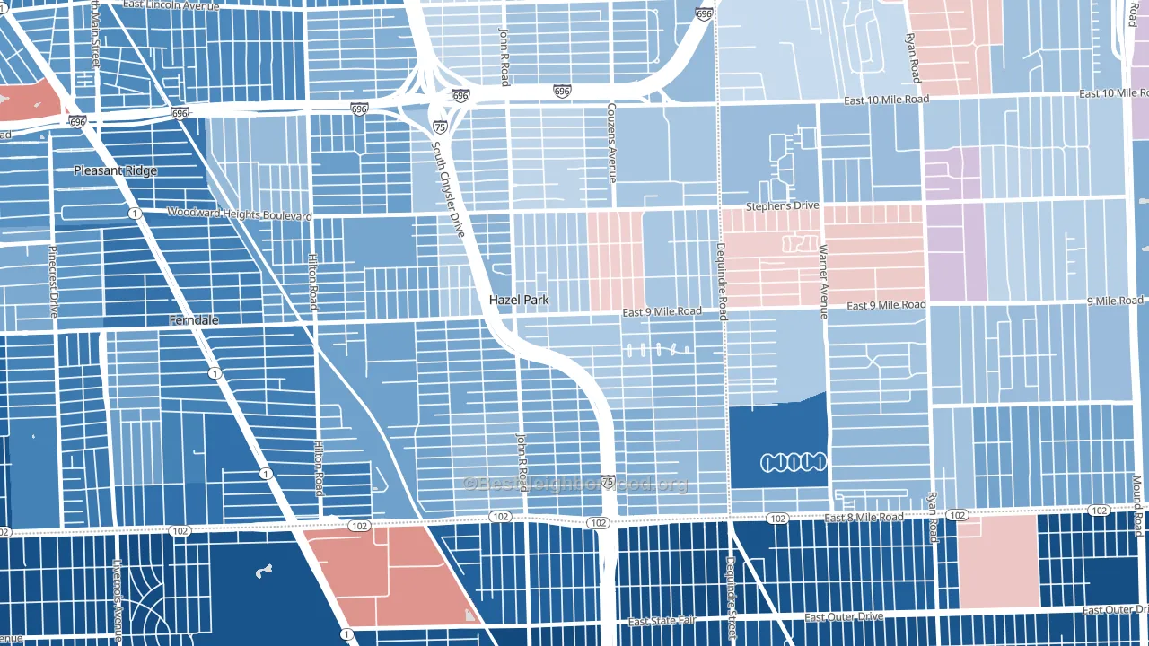 Hazel Park, MI block-group political-lean map